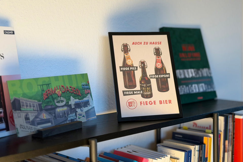 Moritz Fiege Plakate DIN A 4_Alte Werbemotive MORITZ FIEGE FANSHOP Auch zu Hause Fiege Pils -hell-